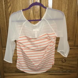 half sleeve striped bow shirt
